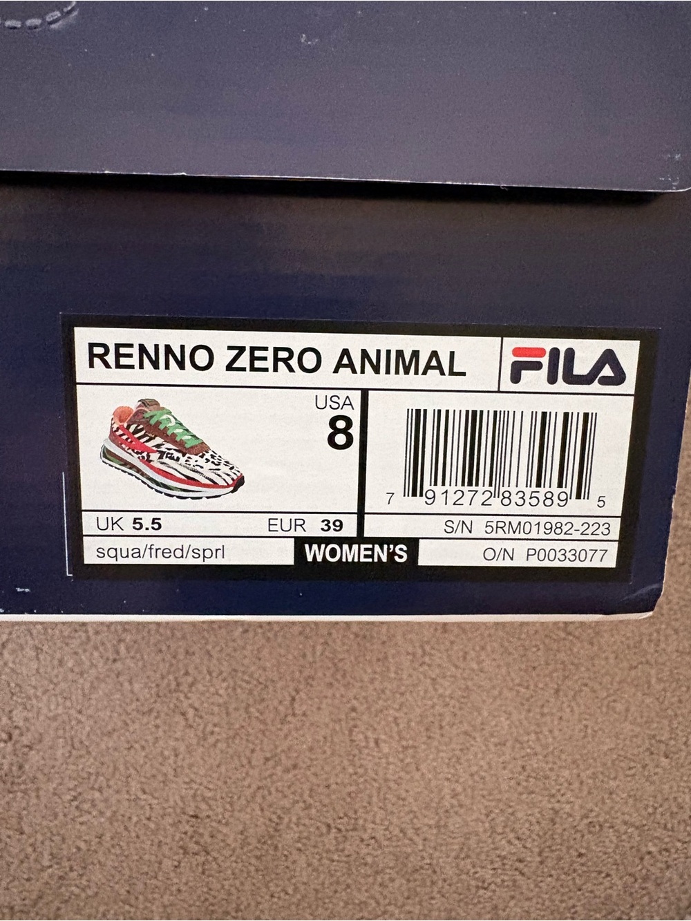 FILA Women's Renno Zero Animal Sneakers — Red, Green, Black, White